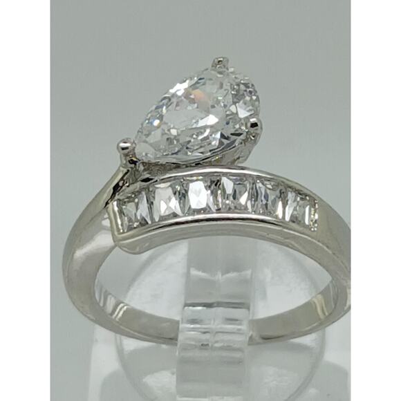 2.4CT Vintage Gold Plated Pear Radiant Cut Sim Diamond CZ Engagement Ring - Picture 1 of 10